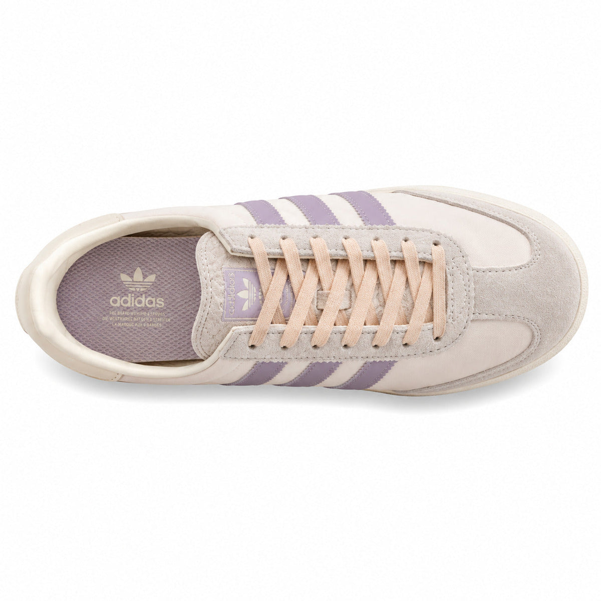 Adidas SL 72 crema lila cordones melocotón plantilla lavanda vista superior