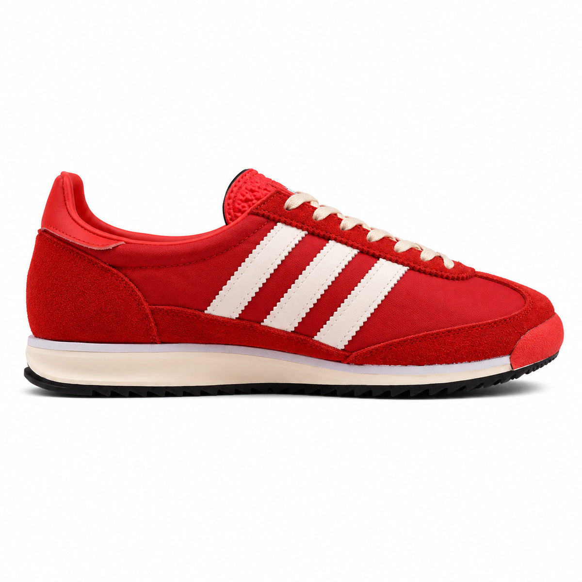 Adidas SL 72 rojo nylon ante bandas crema suela goma negra perfil derecho