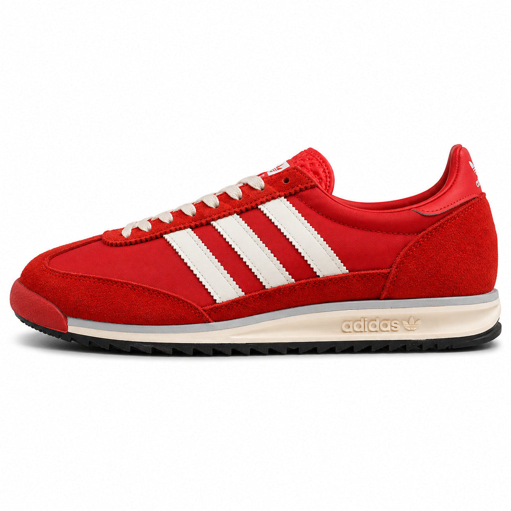 Adidas SL 72 rojo nylon ante bandas crema mediasuela crema perfil izquierdo