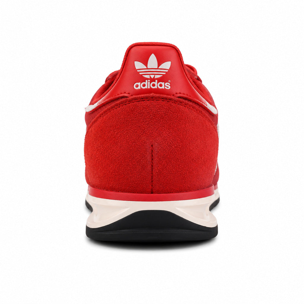 Adidas SL 72 rojo detalle talón trefoil blanco mediasuela crema suela negra