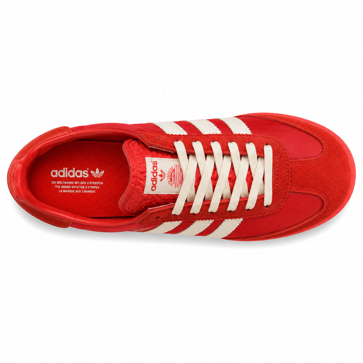 Adidas SL 72 rojo crema cordones crema plantilla heritage trilingüe vista superior