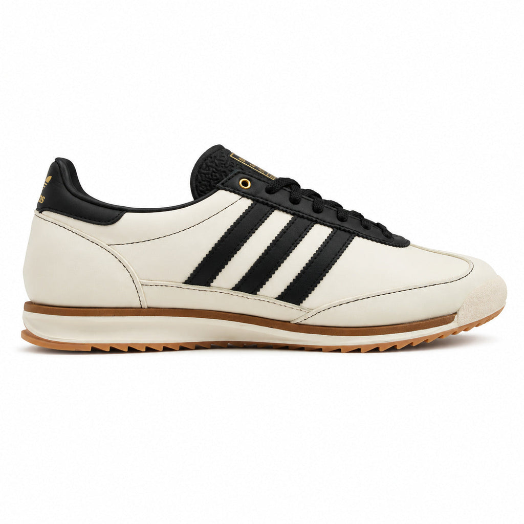 Adidas SL 72 RS crema cuero bandas negro dorado suela goma perfil derecho
