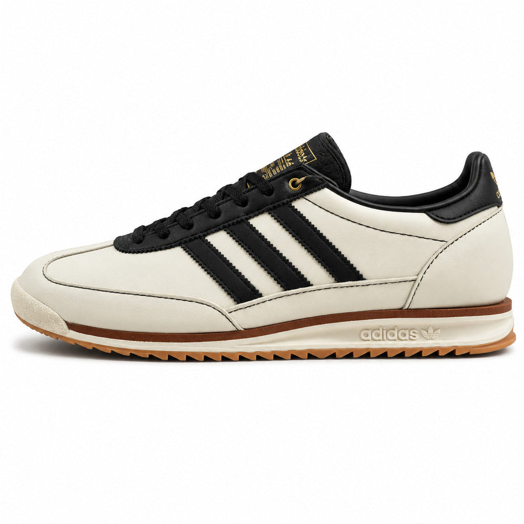 Adidas SL 72 RS crema cuero bandas negro dorado suela goma perfil izquierdo