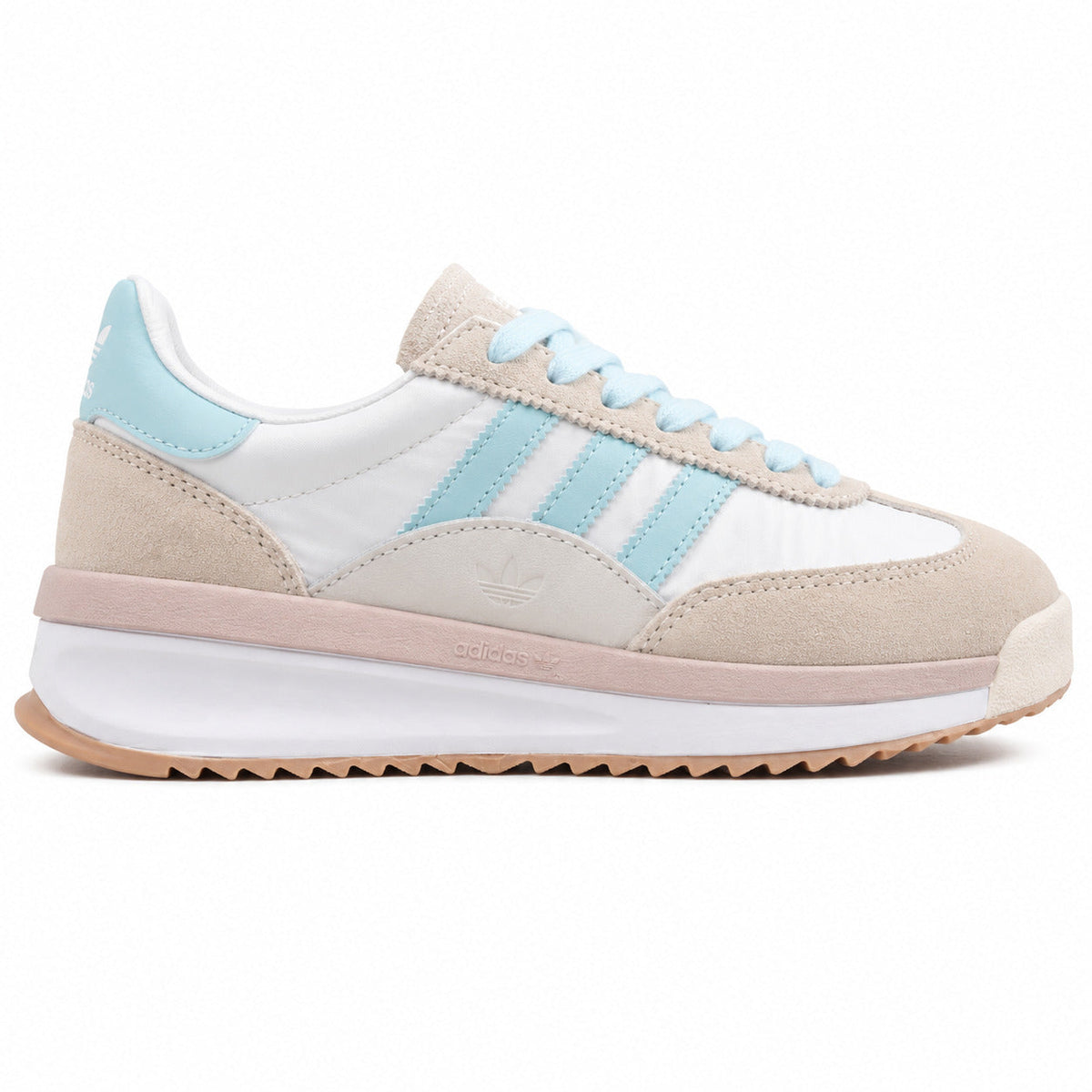 Adidas SL 72 RTN blanco ante beige azul cielo rosa mediasuela boost perfil derecho