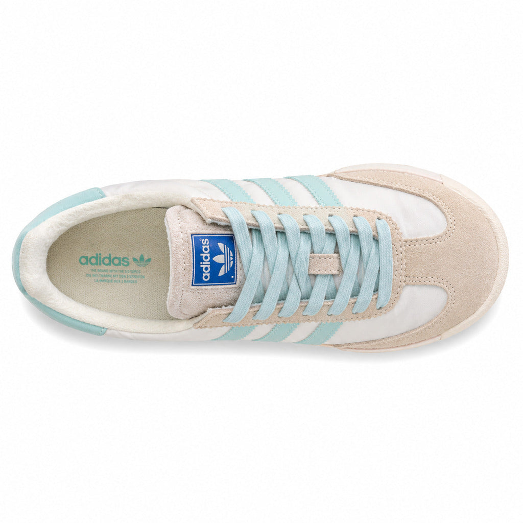 Adidas SL 72 RTN blanco beige cordones azul cielo plantilla adidas originals vista superior