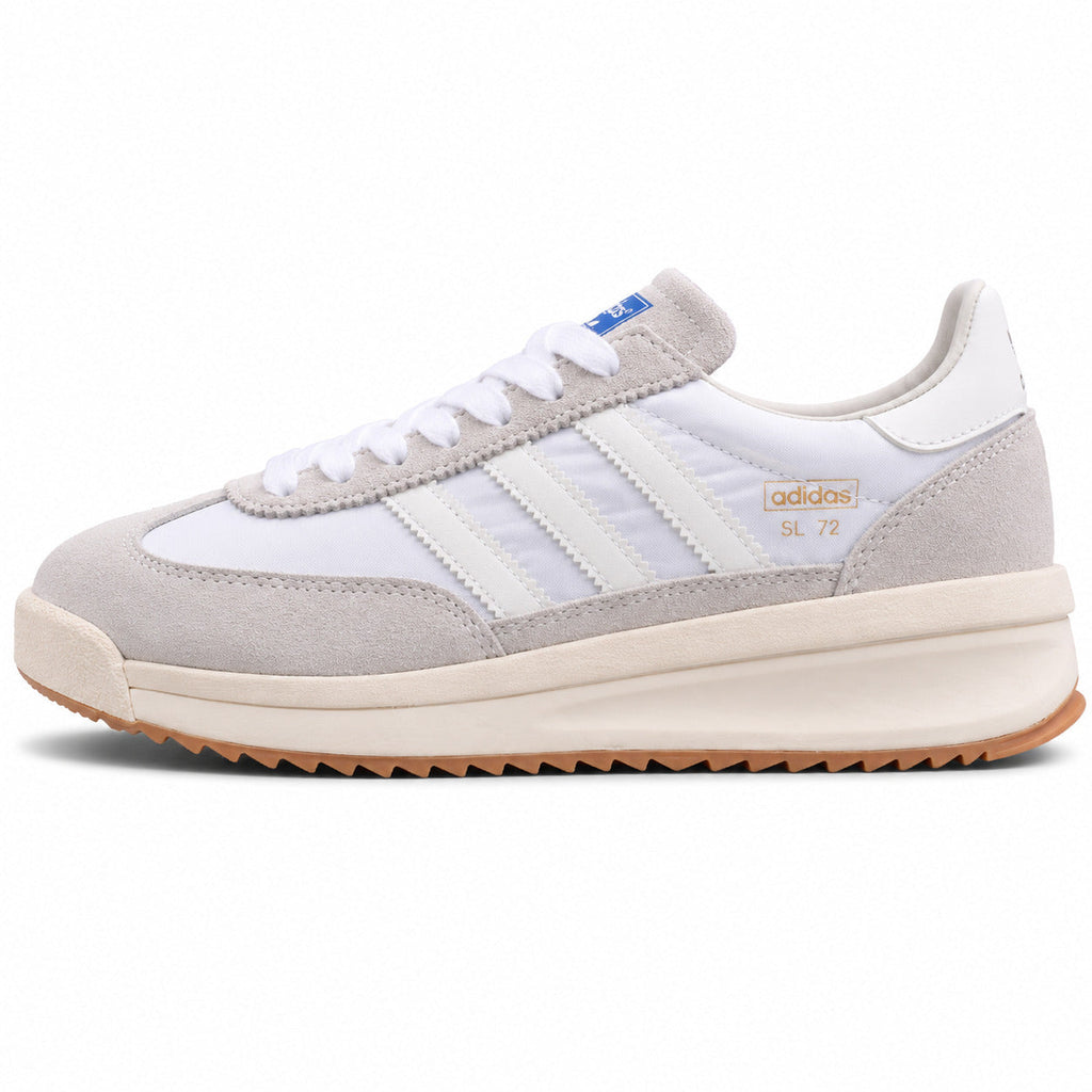 Adidas SL 72 RTN blanco gris hielo bandas blancas suela boost goma perfil izquierdo