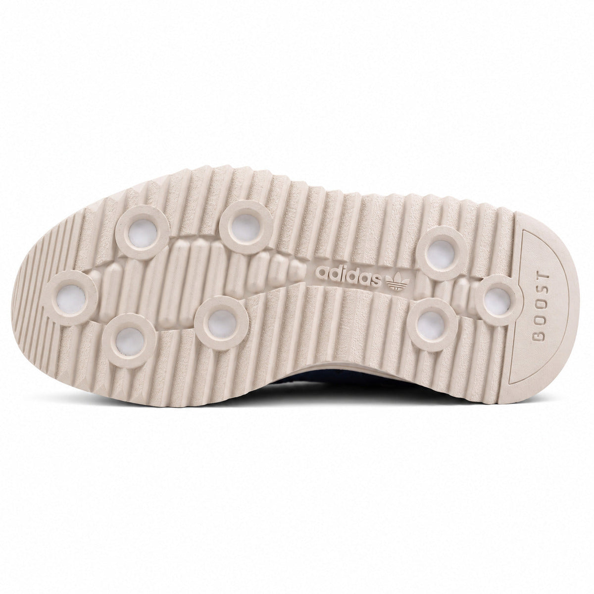 Adidas SL 72 RTN gris marino suela boost ripple crema studs circulares adidas vista inferior