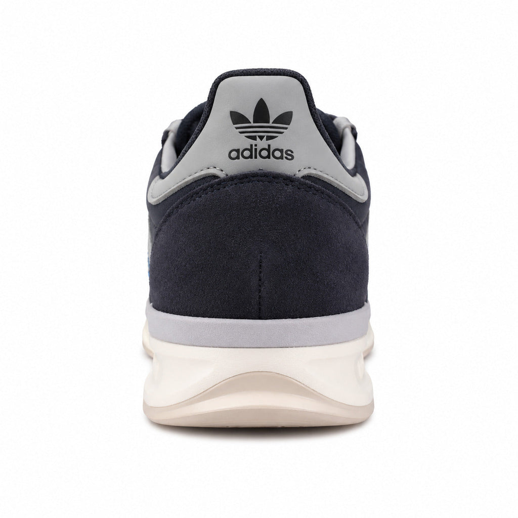 Adidas SL 72 RTN gris marino detalle talón collarín gris trefoil negro mediasuela boost