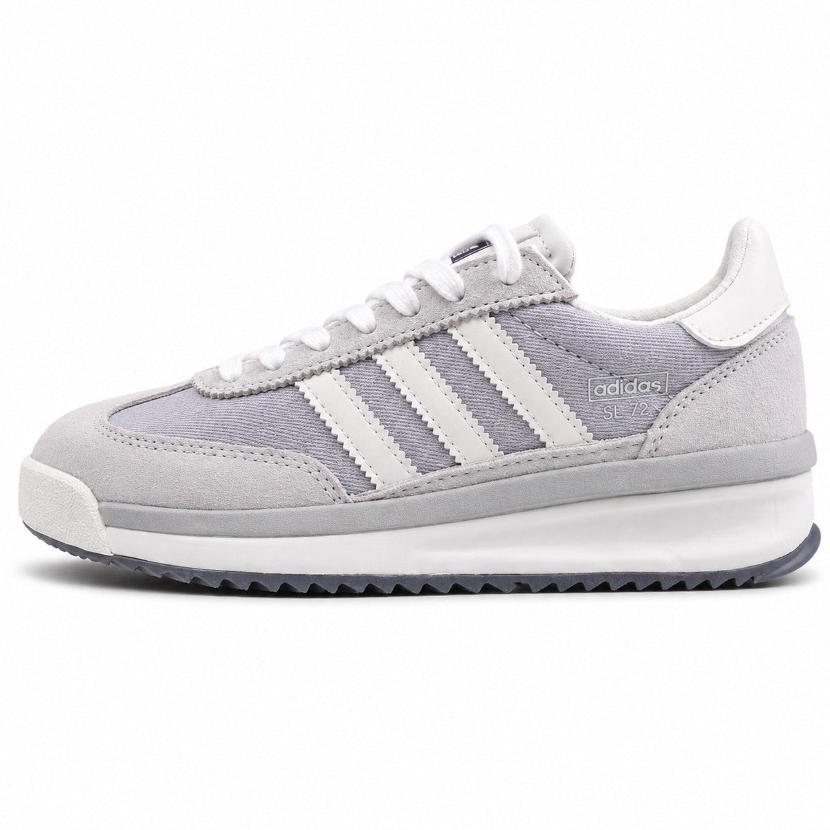 Adidas SL 72 RTN gris perla nylon twill ante bandas blancas boost perfil izquierdo