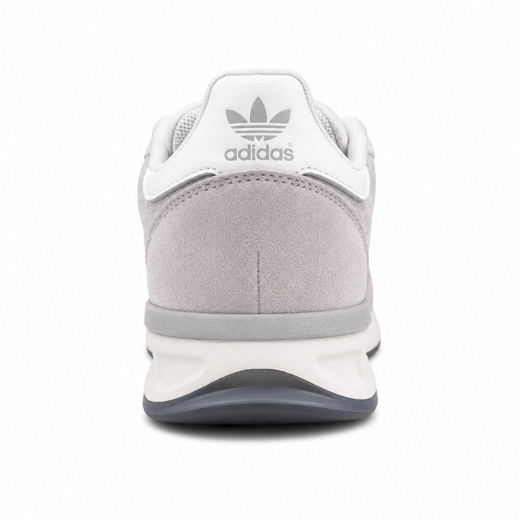 Adidas SL 72 RTN gris perla detalle talón cuero blanco trefoil gris mediasuela boost