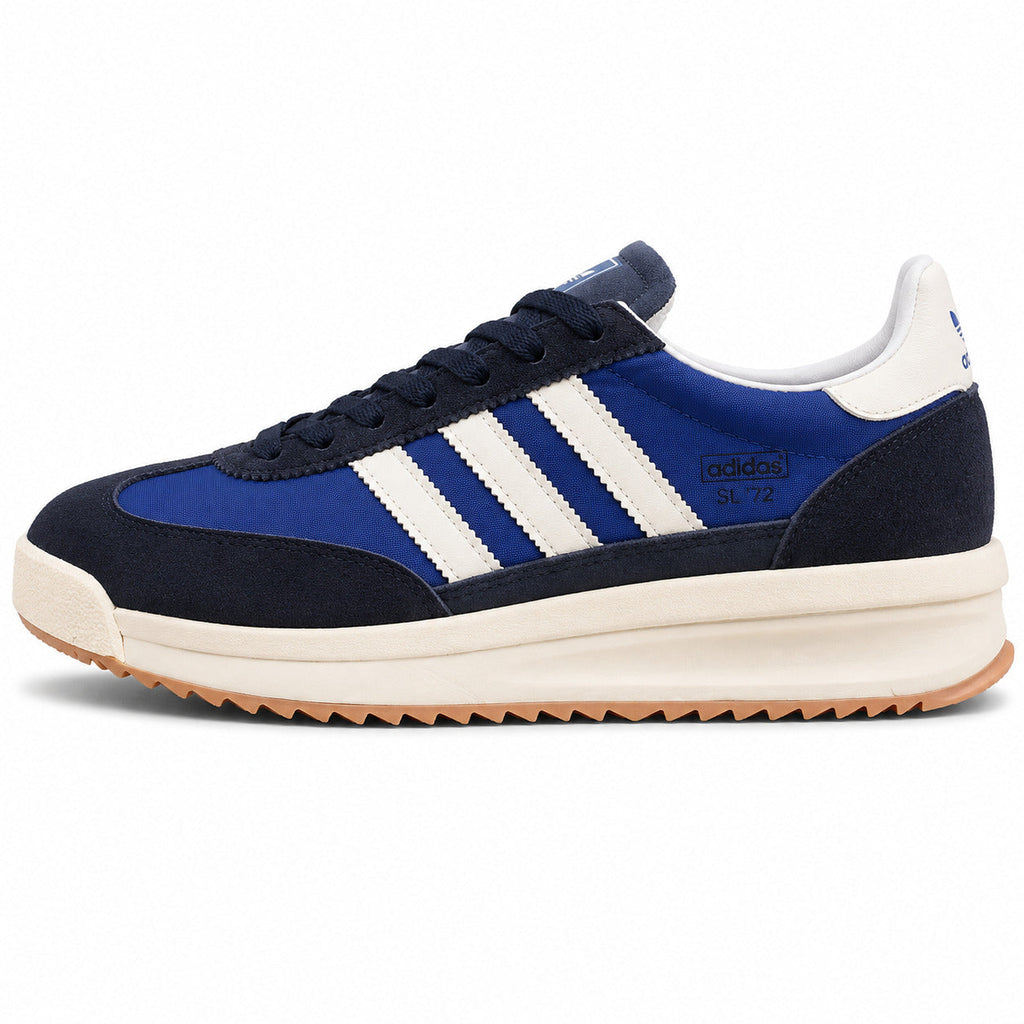 Adidas SL 72 RTN azul marino royal bandas crema plataforma boost perfil izquierdo
