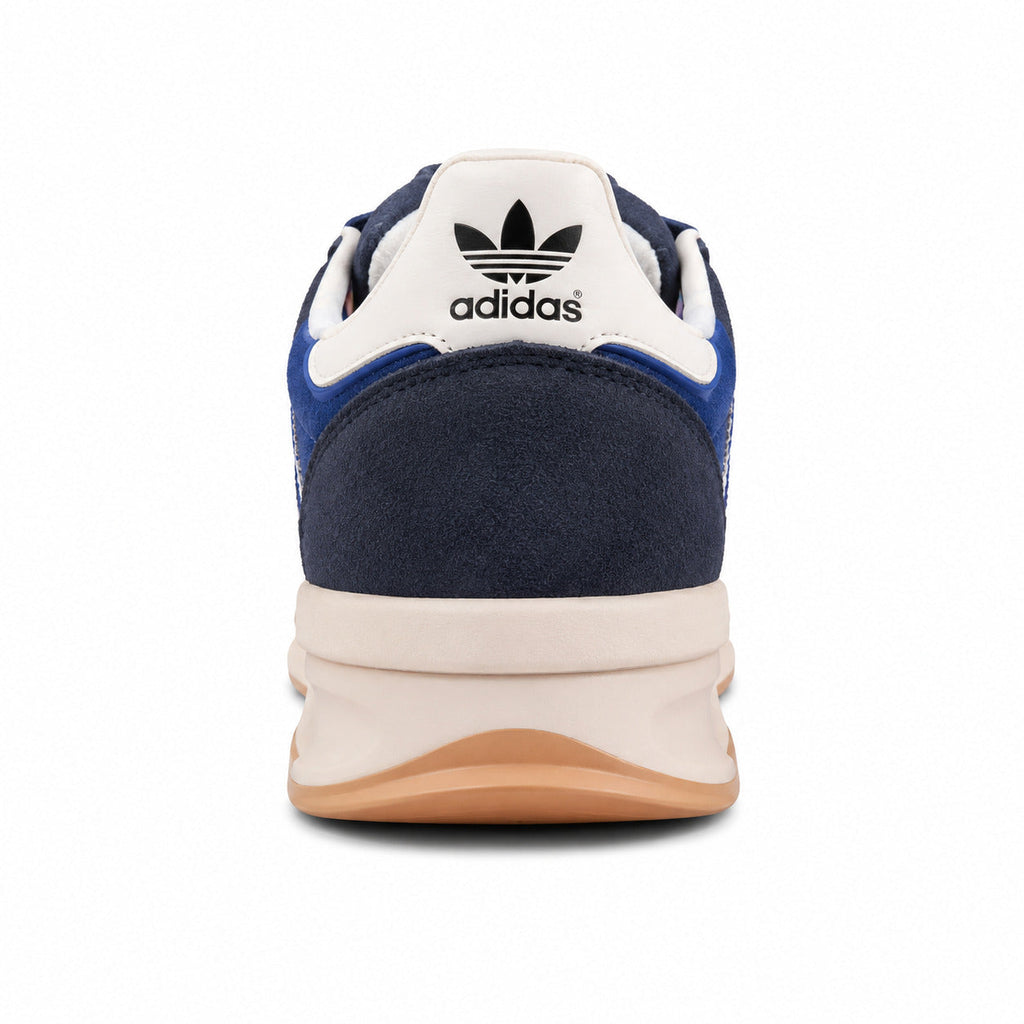 Adidas SL 72 RTN azul marino detalle talón trefoil negro collarín crema boost