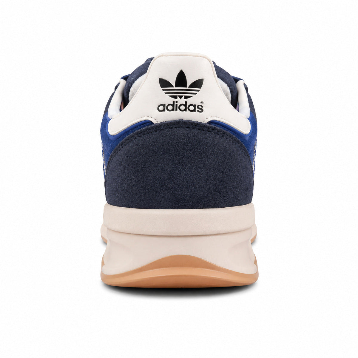 Adidas SL 72 RTN azul marino detalle talón trefoil negro collarín crema boost