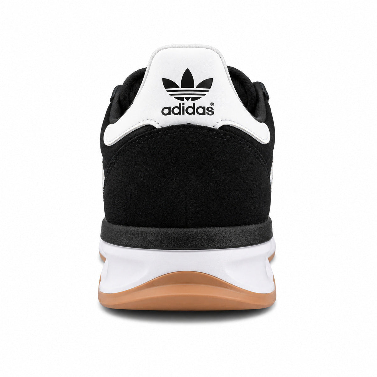Adidas SL 72 RTN negro detalle talón cuero blanco trefoil negro mediasuela boost