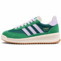 Adidas SL 72 RTN verde hierba teal bandas lila cordones blancos boost crema perfil izquierdo