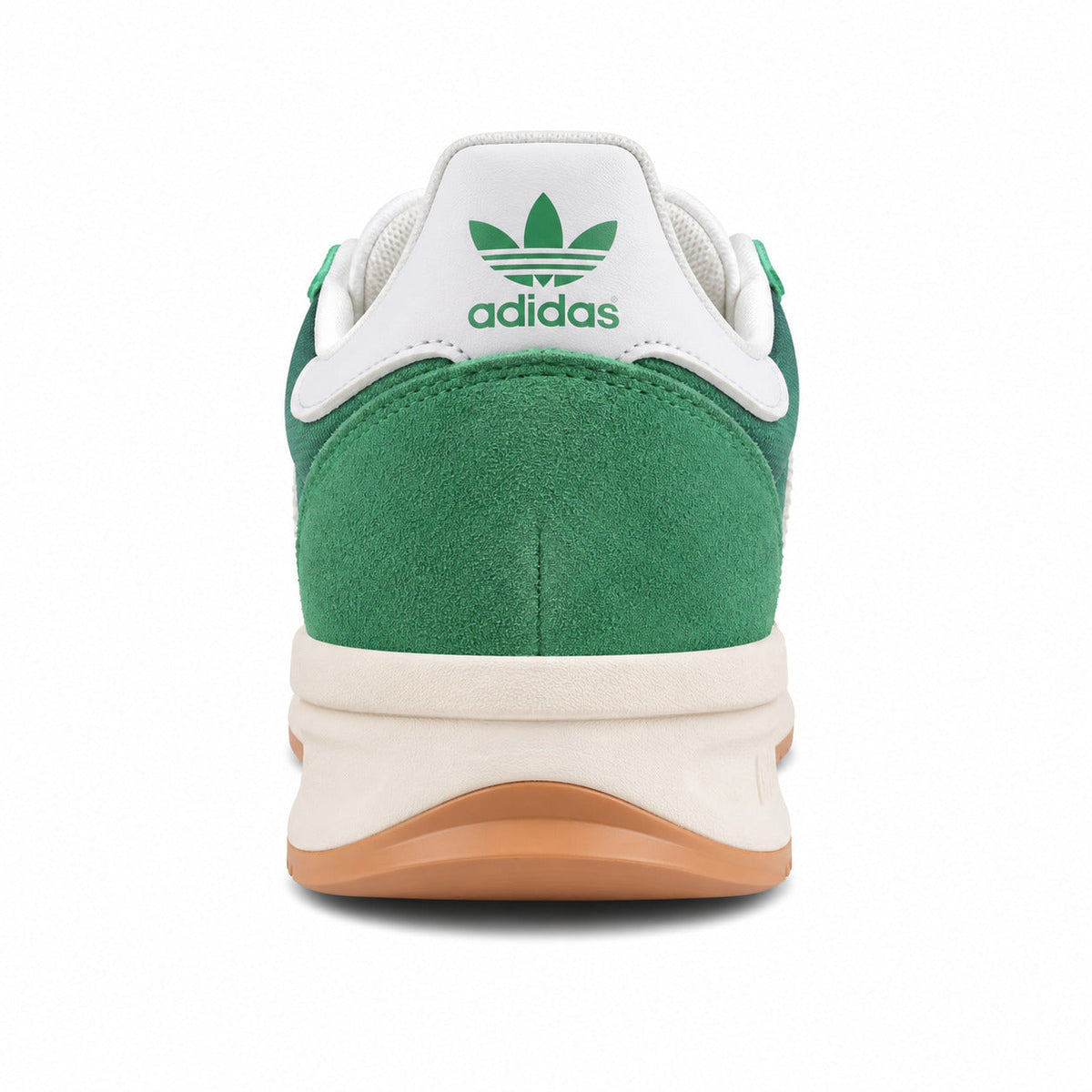 Adidas SL 72 RTN verde hierba detalle talón blanco trefoil verde tab lila mediasuela crema