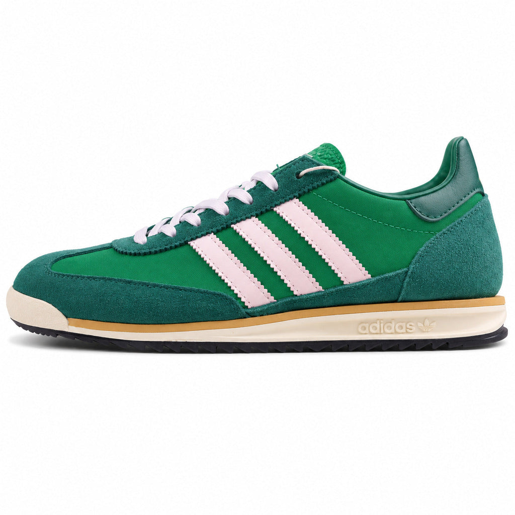 Adidas SL 72 verde esmeralda ante teal bandas blancas suela negra perfil izquierdo