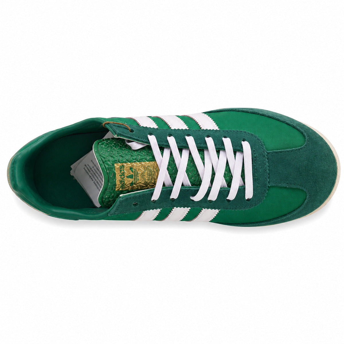 Adidas SL 72 verde teal cordones blancos plantilla dorada relieve adidas originals vista superior