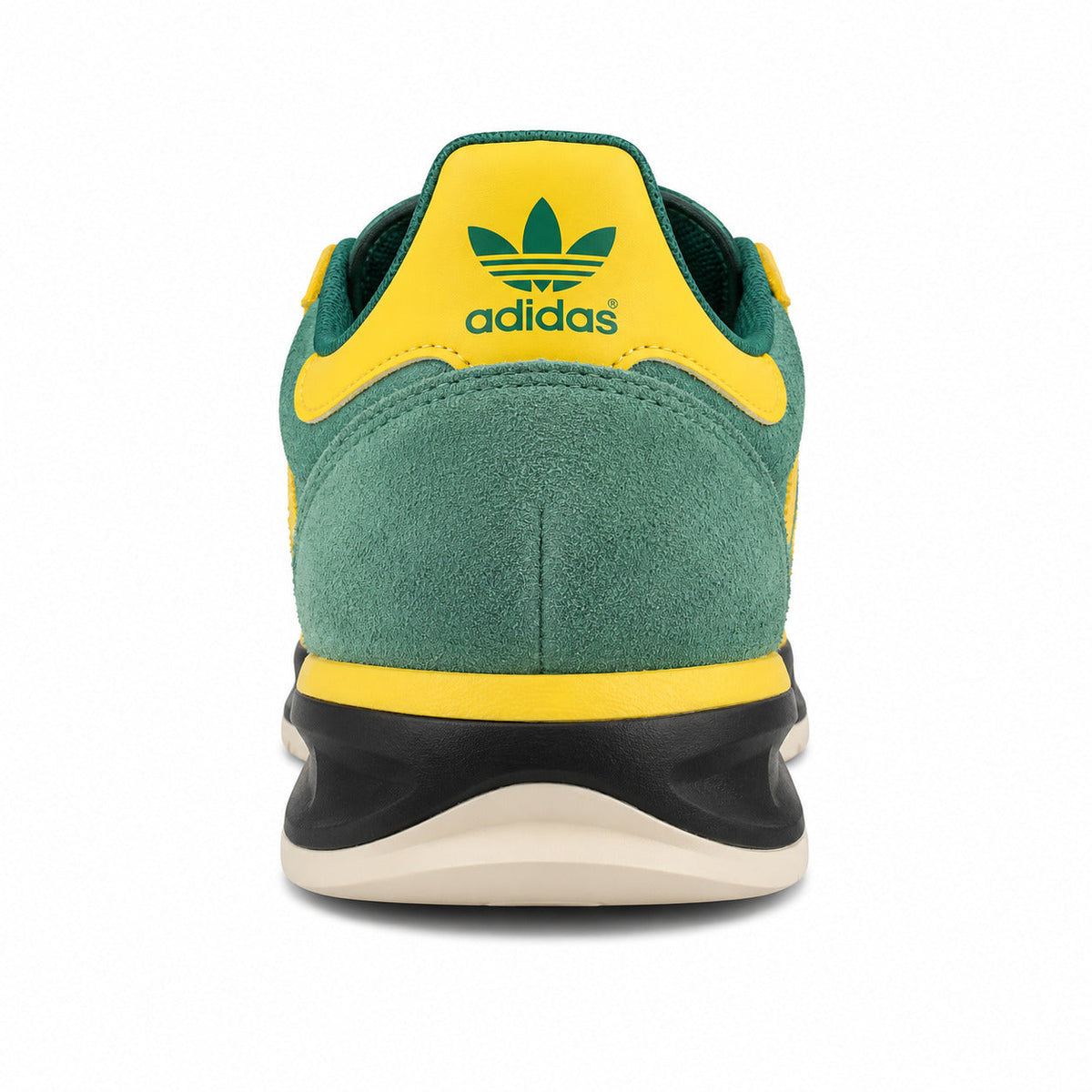 Adidas SL 72 verde esmeralda detalle talón amarillo trefoil verde mediasuela negra