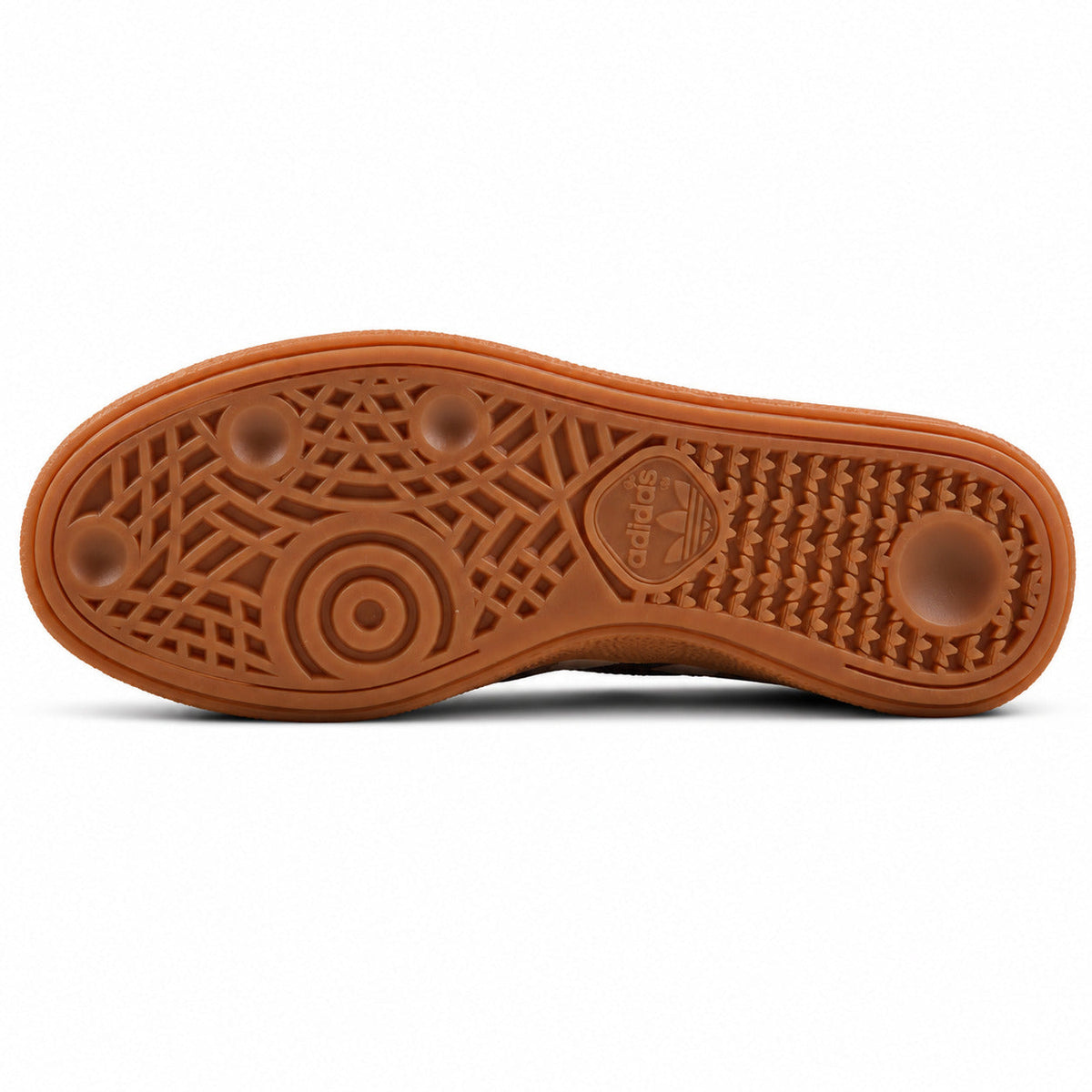Adidas SNS GT II verde oliva suela goma caramelo patrón geométrico adidas originals vista inferior