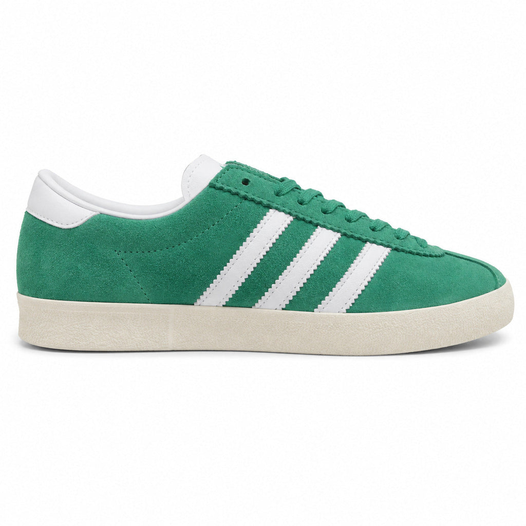 Adidas Taekwondo x Sporty Rich ante verde esmeralda bandas blancas suela crema perfil derecho