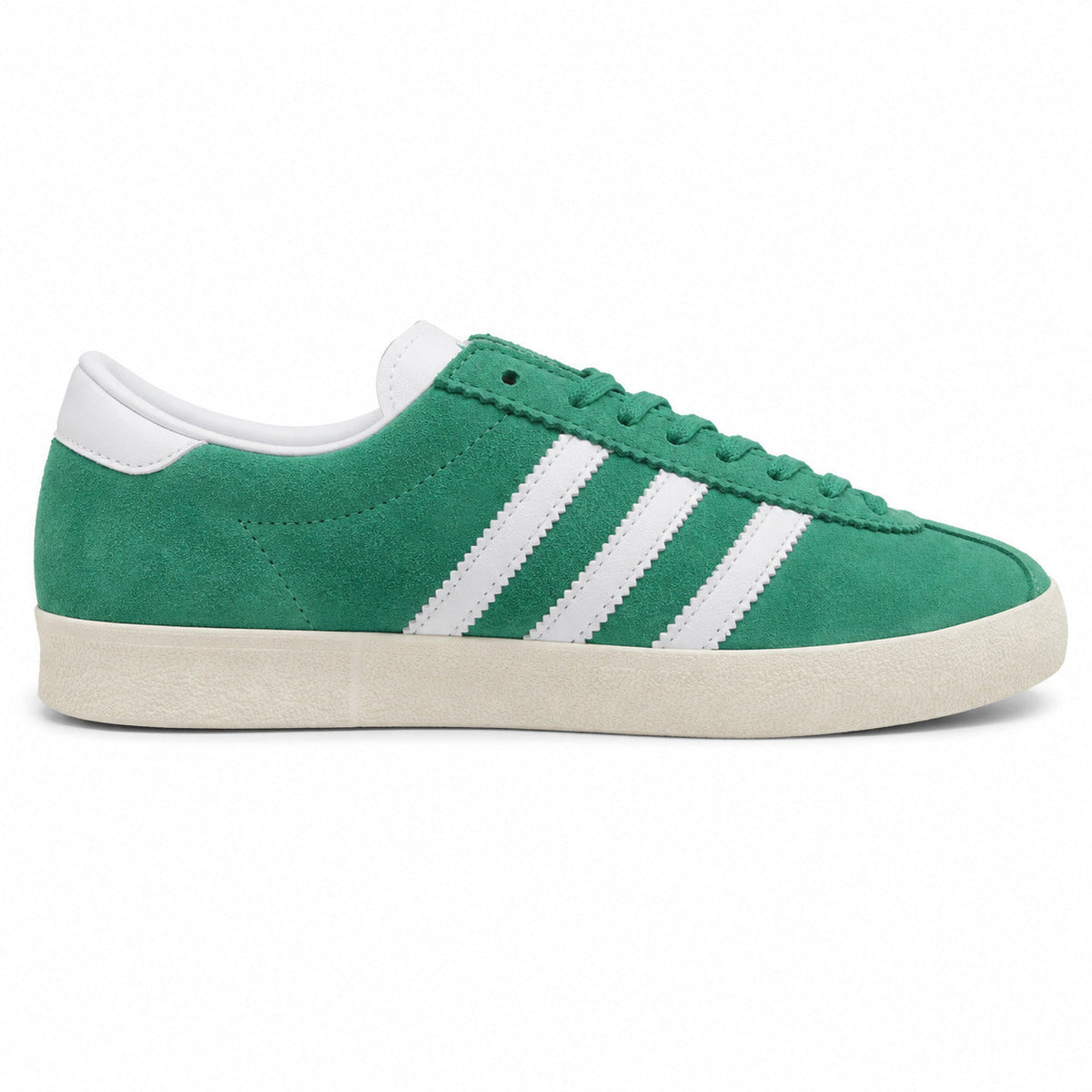 Adidas Taekwondo x Sporty Rich ante verde esmeralda bandas blancas suela crema perfil derecho
