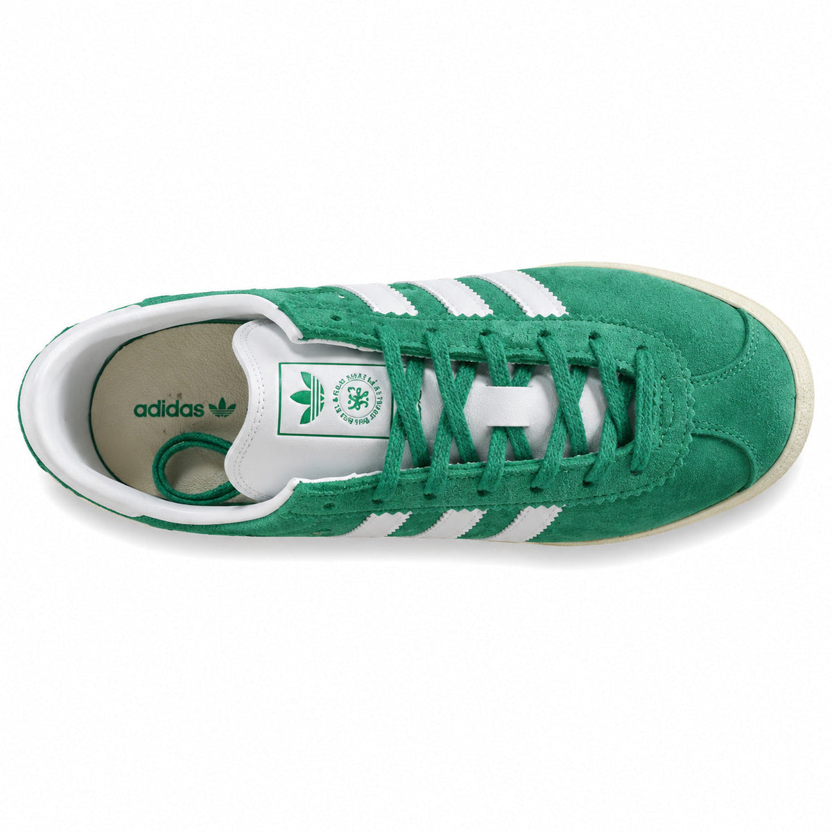 Adidas Taekwondo x Sporty Rich verde blanco cordones verdes medallón lengüeta vista superior