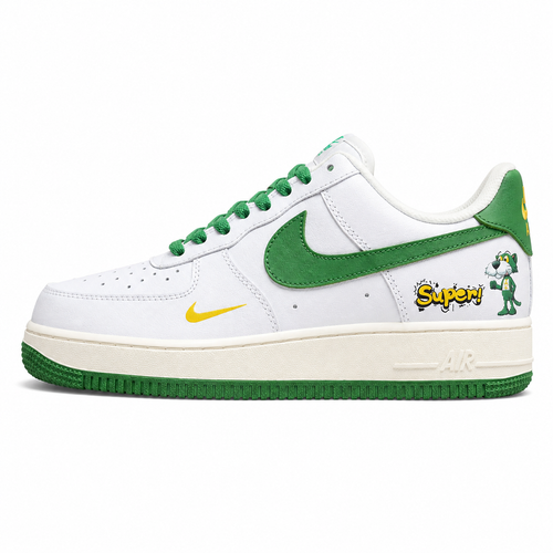Nike Air Force 1 07 blanco verde amarillo lateral izquierda detalle Super