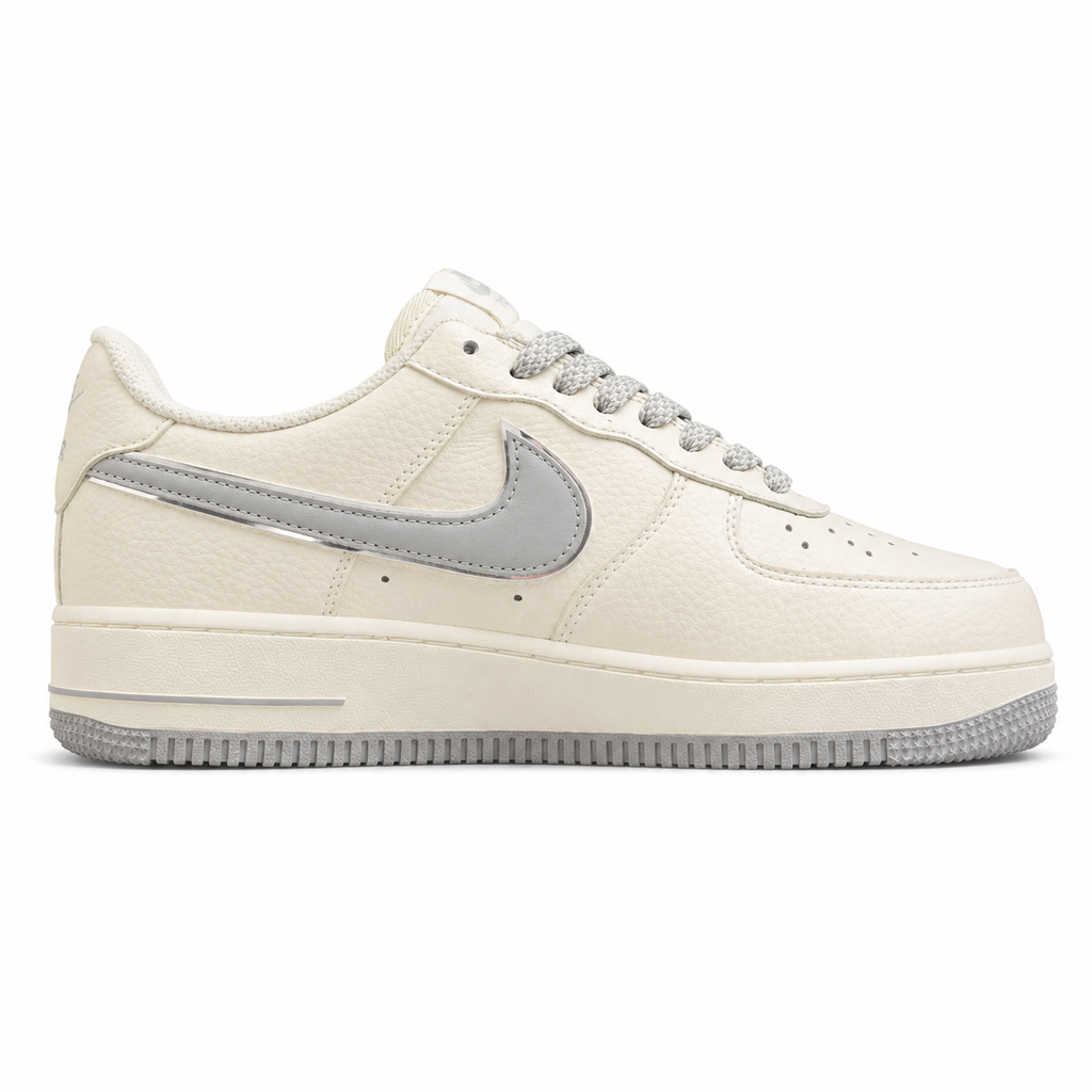 Nike Air Force 1 07 Flex crema gris plata lateral derecha