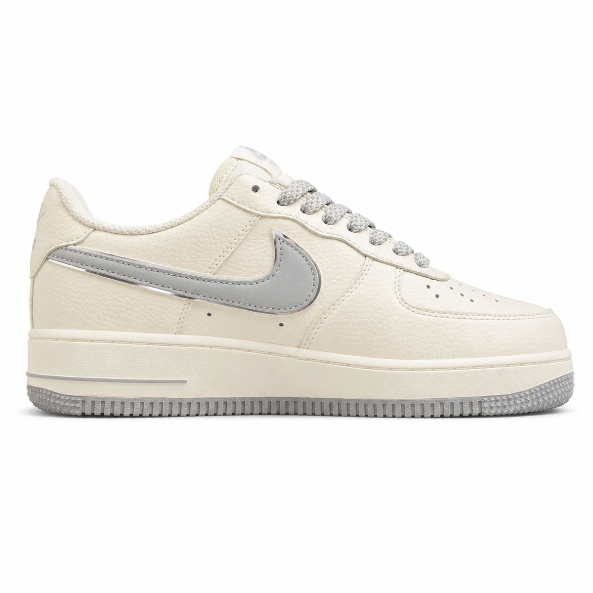 Nike Air Force 1 07 Flex crema gris plata lateral derecha