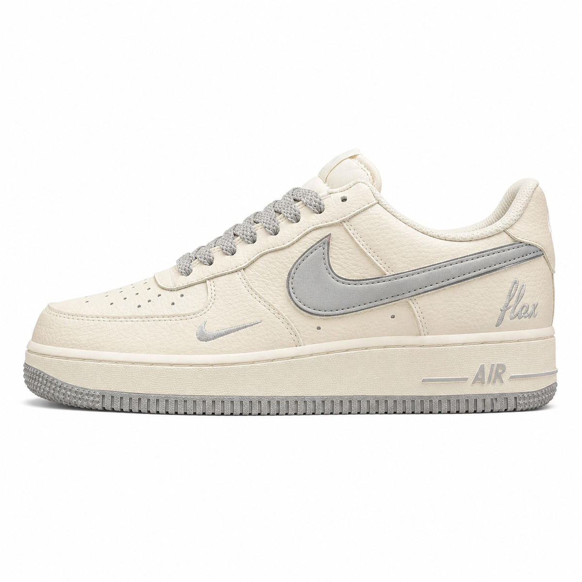 Nike Air Force 1 07 Flex crema gris plata lateral izquierda