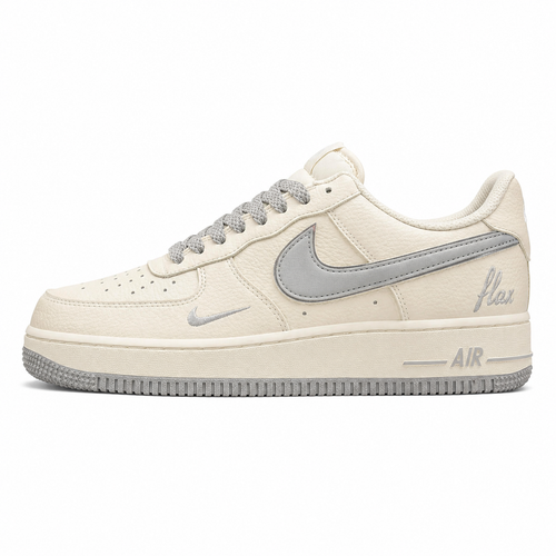 Nike Air Force 1 07 Flex crema gris plata lateral izquierda