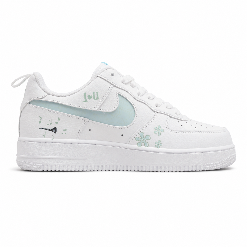 Nike Air Force 1 07 Squidward Tentacles blanco verde menta lateral derecha