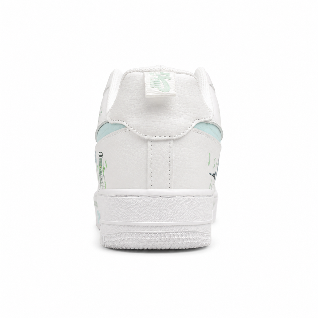 Nike Air Force 1 07 Squidward Tentacles blanco verde menta talón detalle