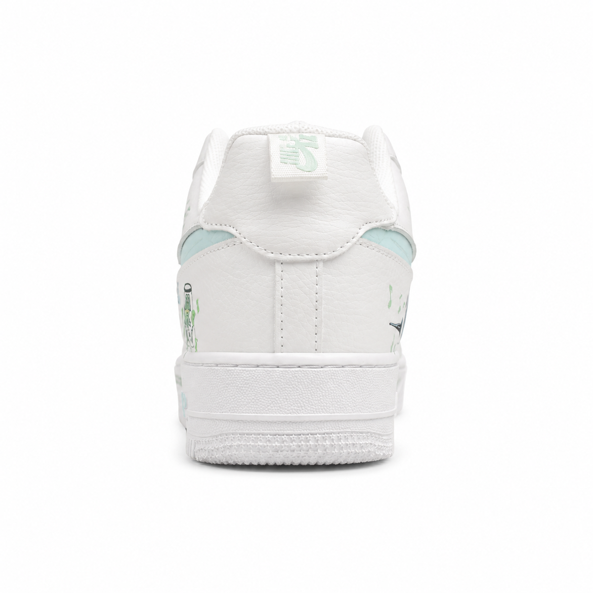 Nike Air Force 1 07 Squidward Tentacles blanco verde menta talón detalle