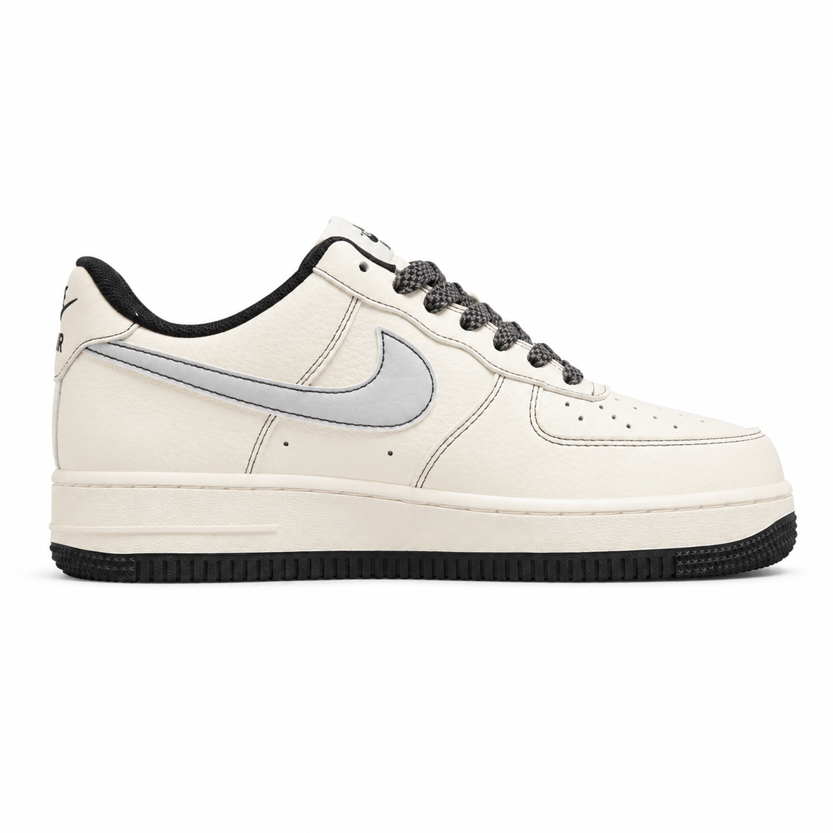 Nike Air Force 1 07 x Stussy beige negro carbon lateral derecha