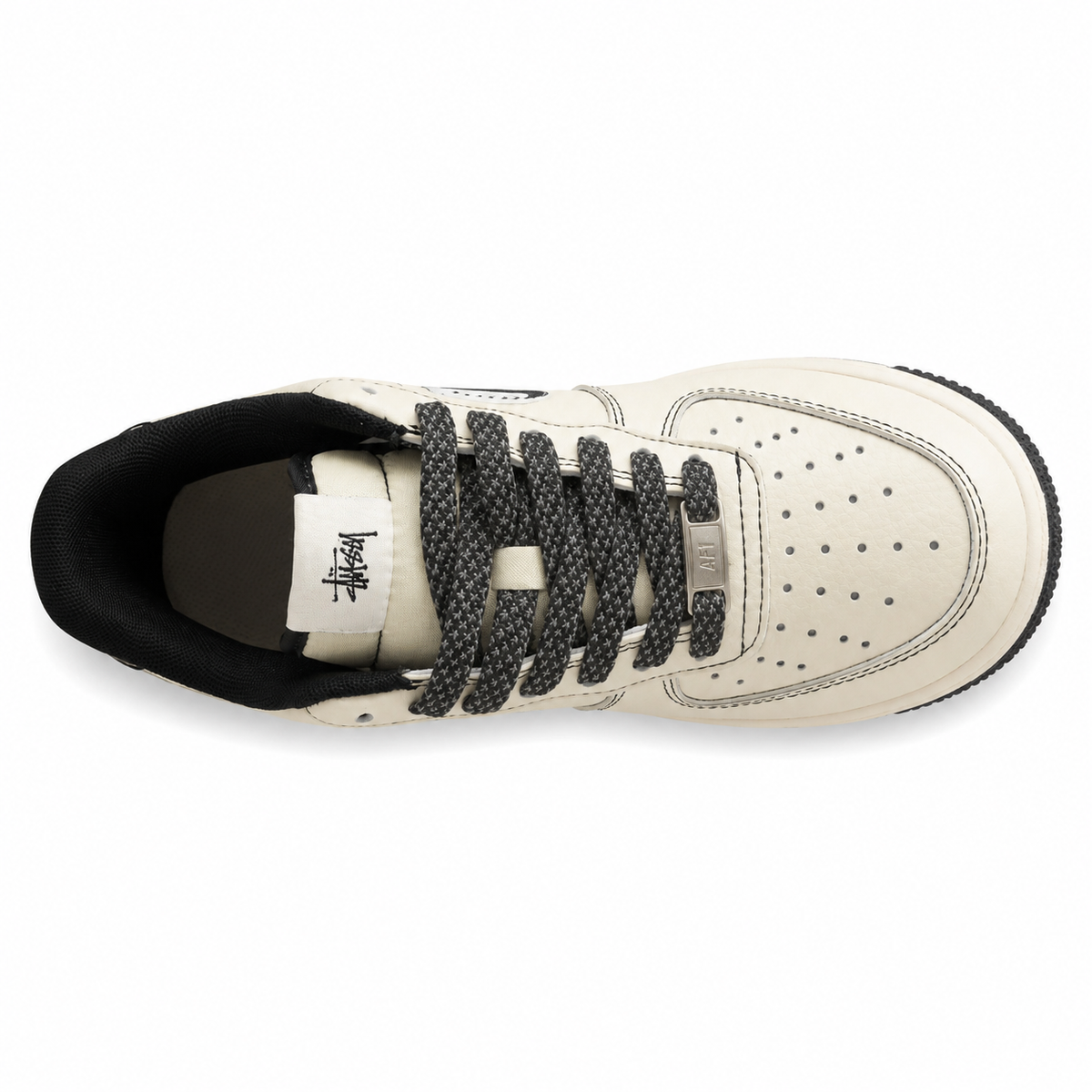 Nike Air Force 1 07 x Stussy beige negro vista superior plantilla