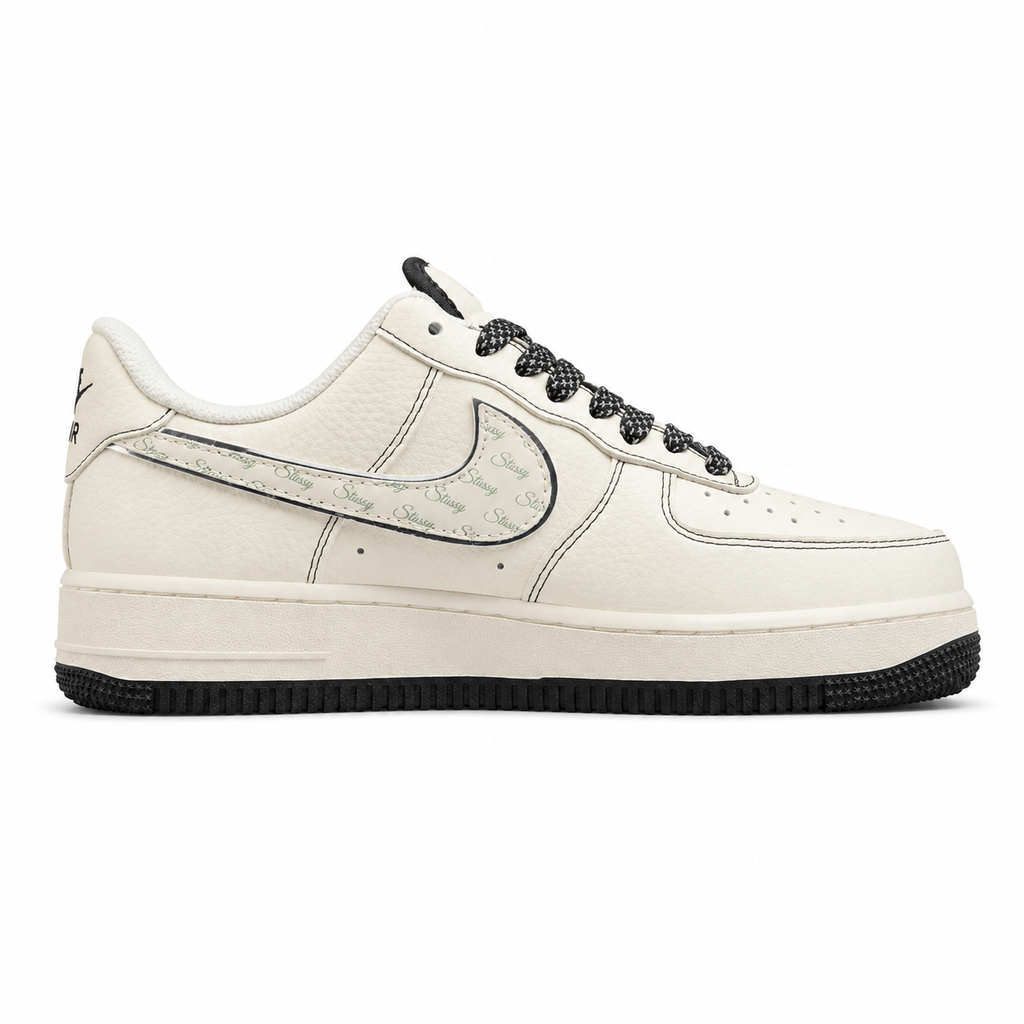 Nike Air Force 1 07 x Stussy crema negro lateral derecha