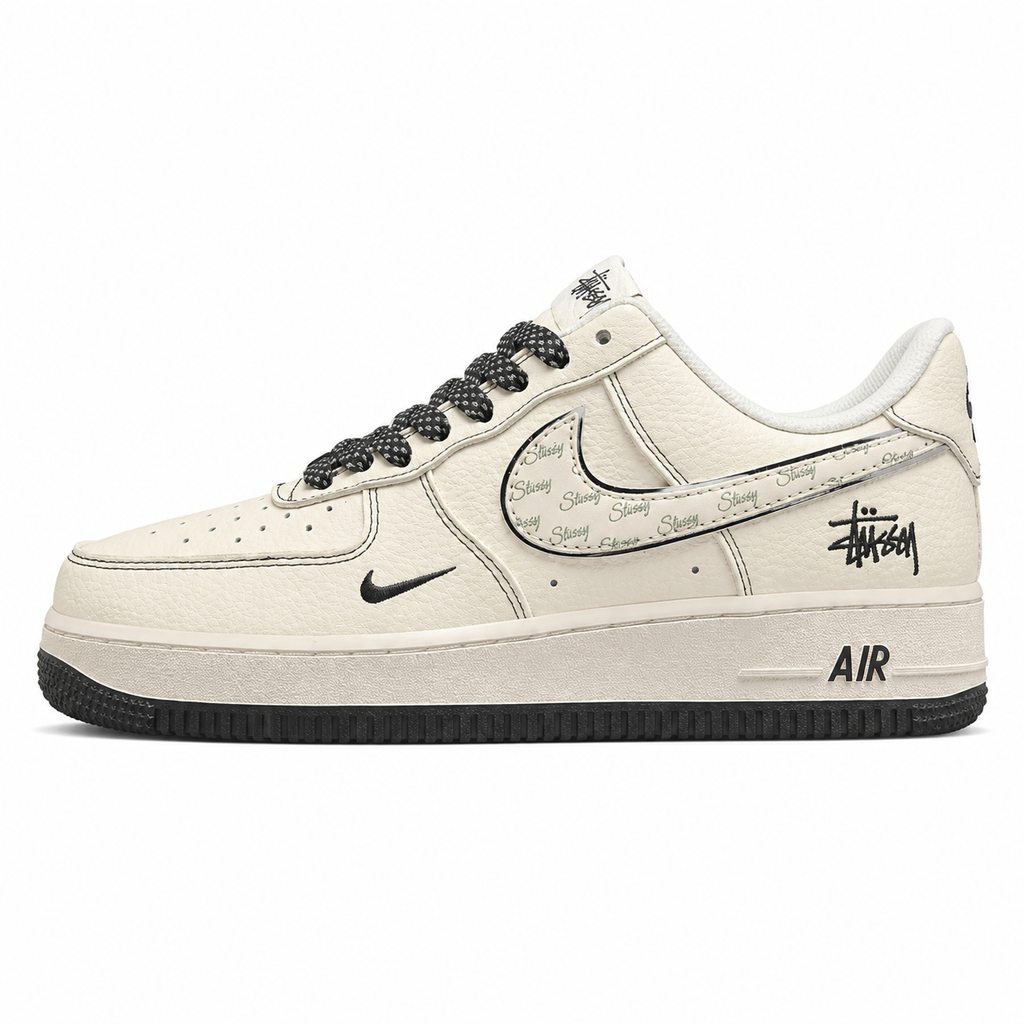 Nike Air Force 1 07 x Stussy crema negro lateral izquierda