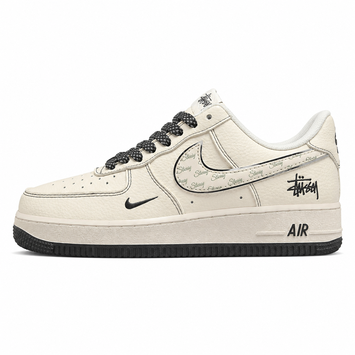 Nike Air Force 1 07 x Stussy crema negro lateral izquierda
