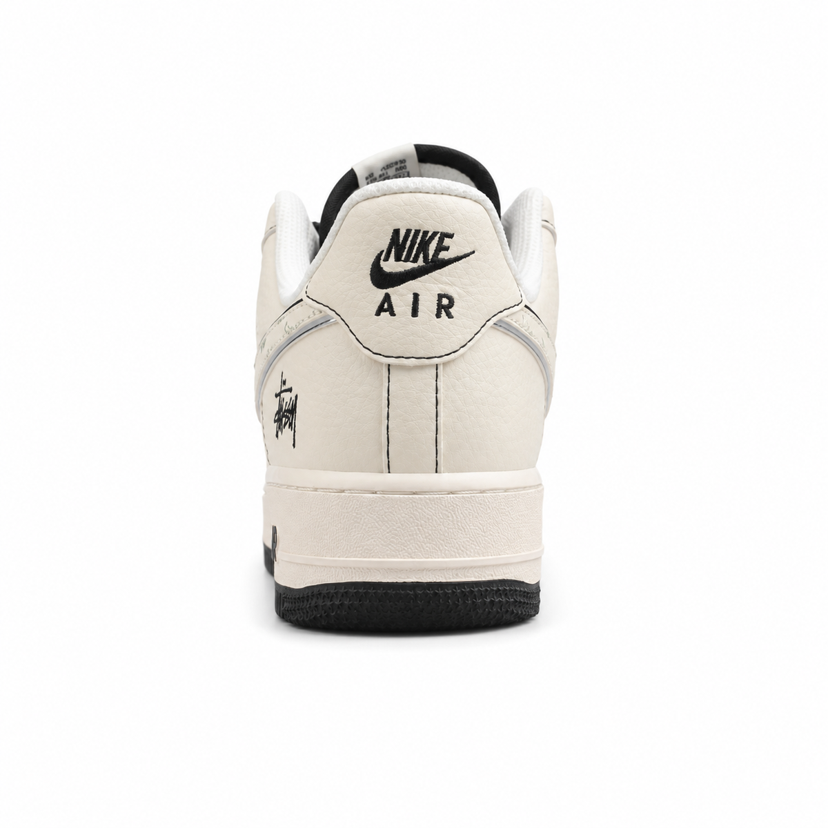 Nike Air Force 1 07 x Stussy crema negro talón detalle bordado
