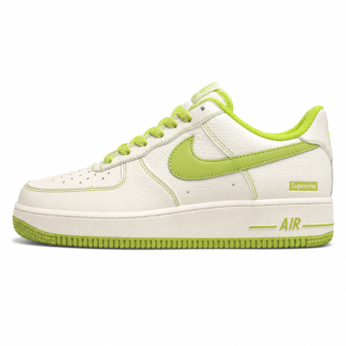 Nike Air Force 1 07 x Supreme blanco verde lima lateral izquierda