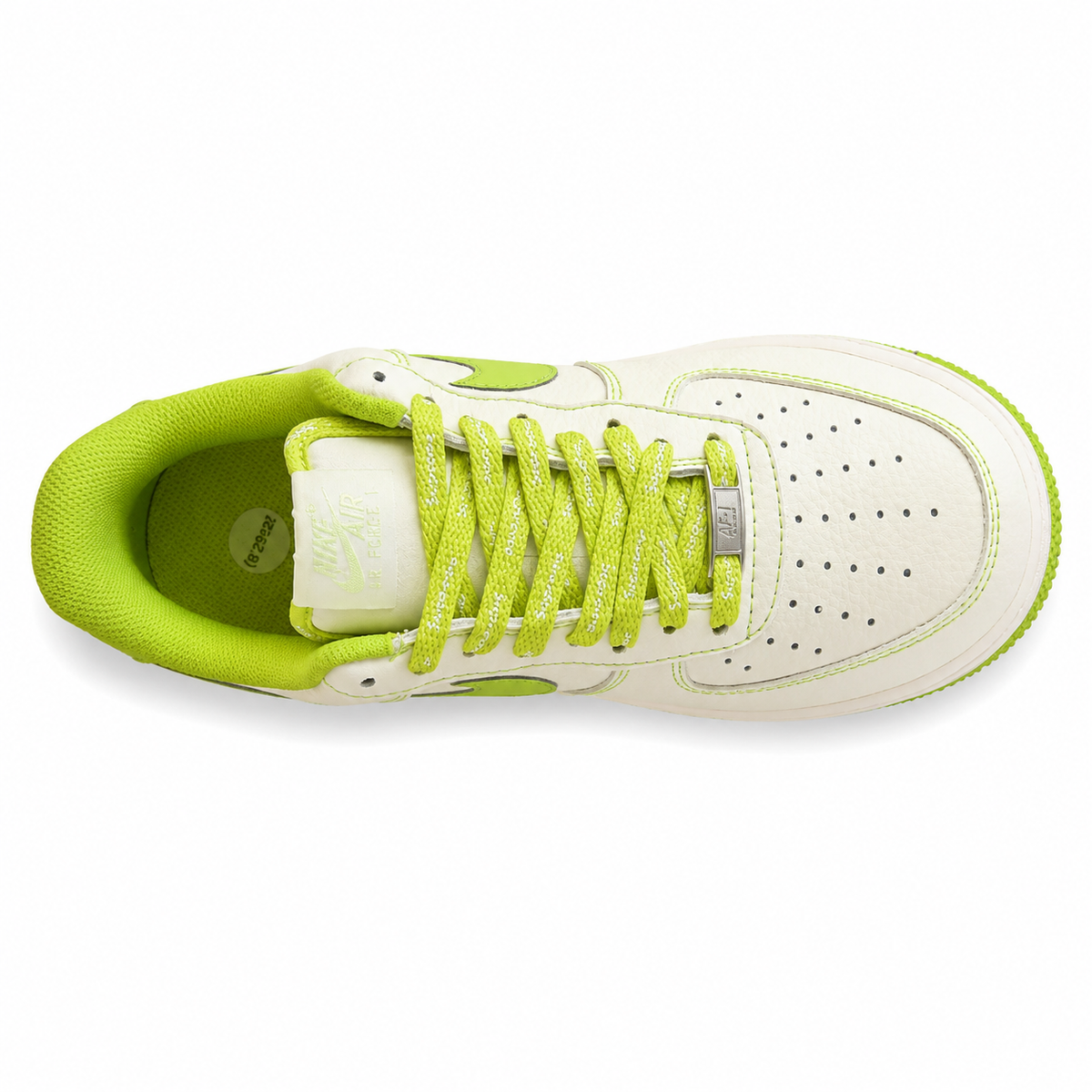 Nike Air Force 1 07 x Supreme blanco verde lima vista superior