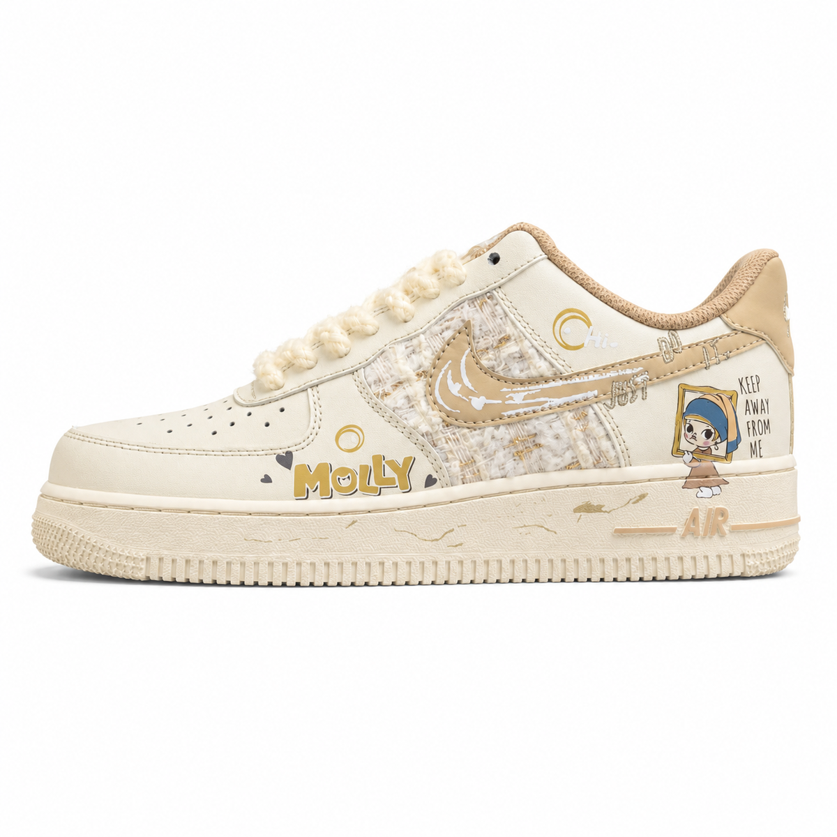 Nike Air Force 1 Low Catch Me Pop Star crema dorado lateral izquierda
