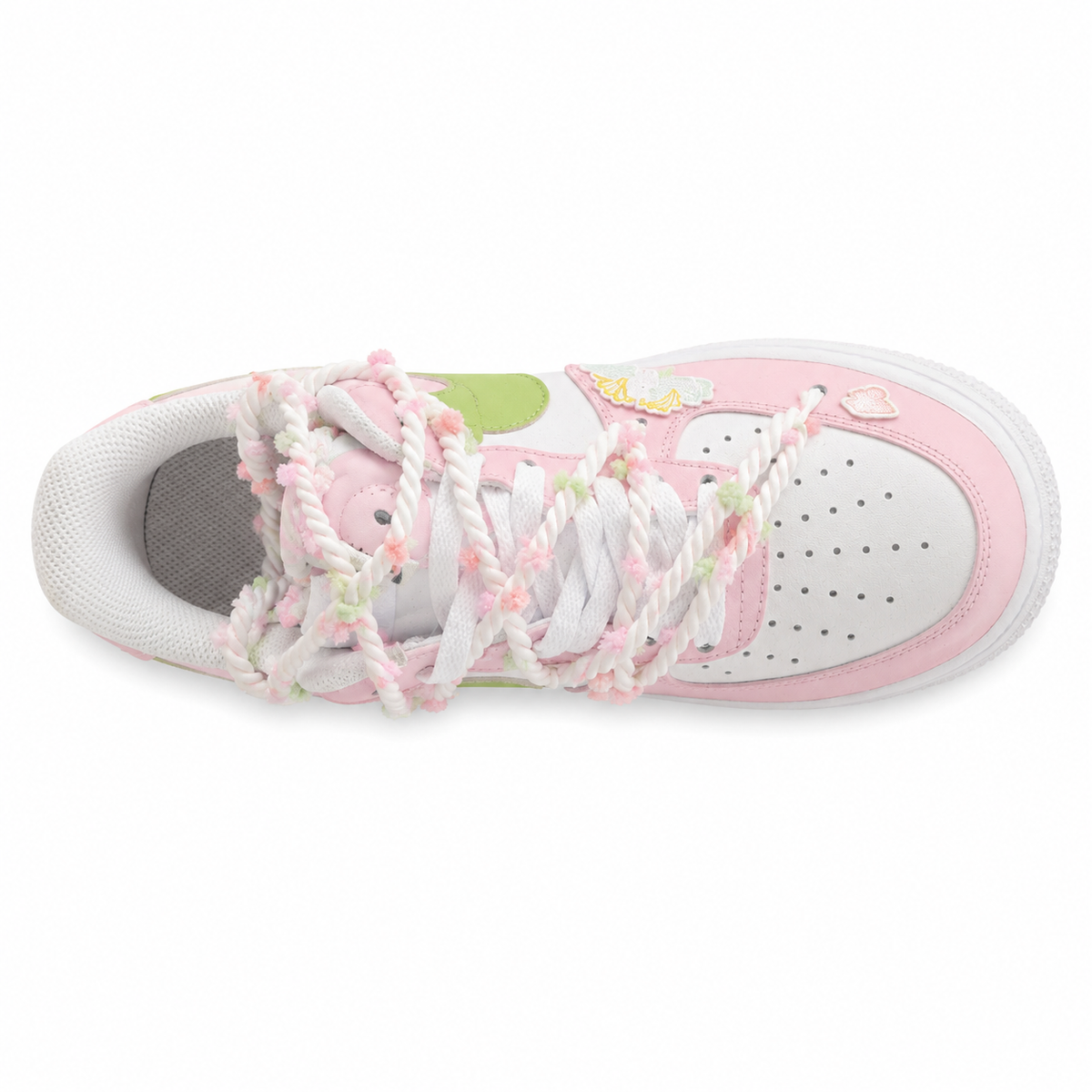 Nike Air Force 1 Low Cherry Blossom rosa verde vista superior cordones