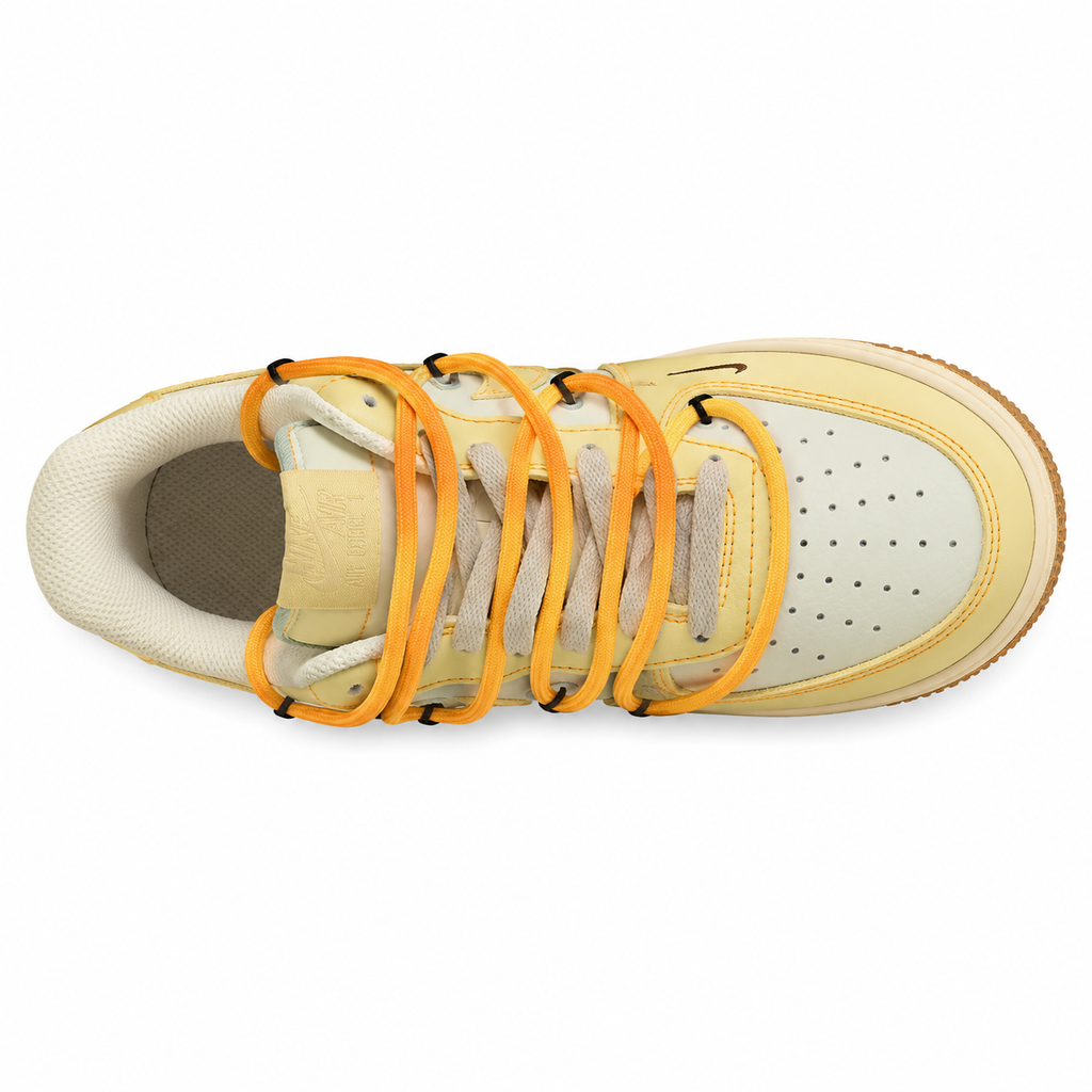 Nike Air Force 1 Low Garfield amarillo naranja vista superior cordones