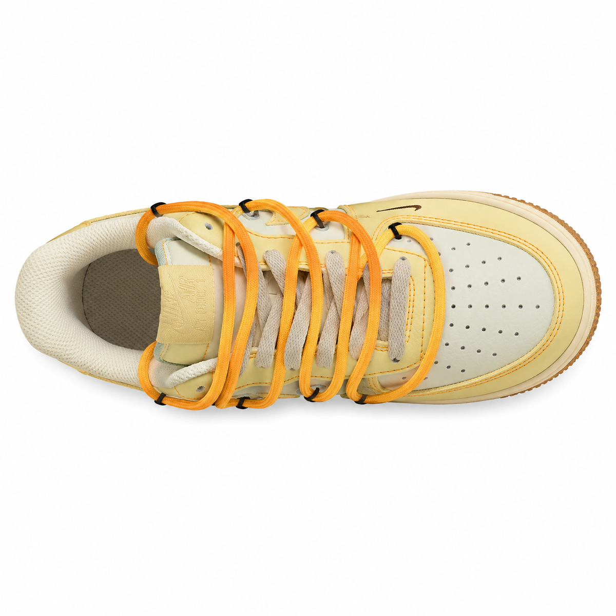 Nike Air Force 1 Low Garfield amarillo naranja vista superior cordones