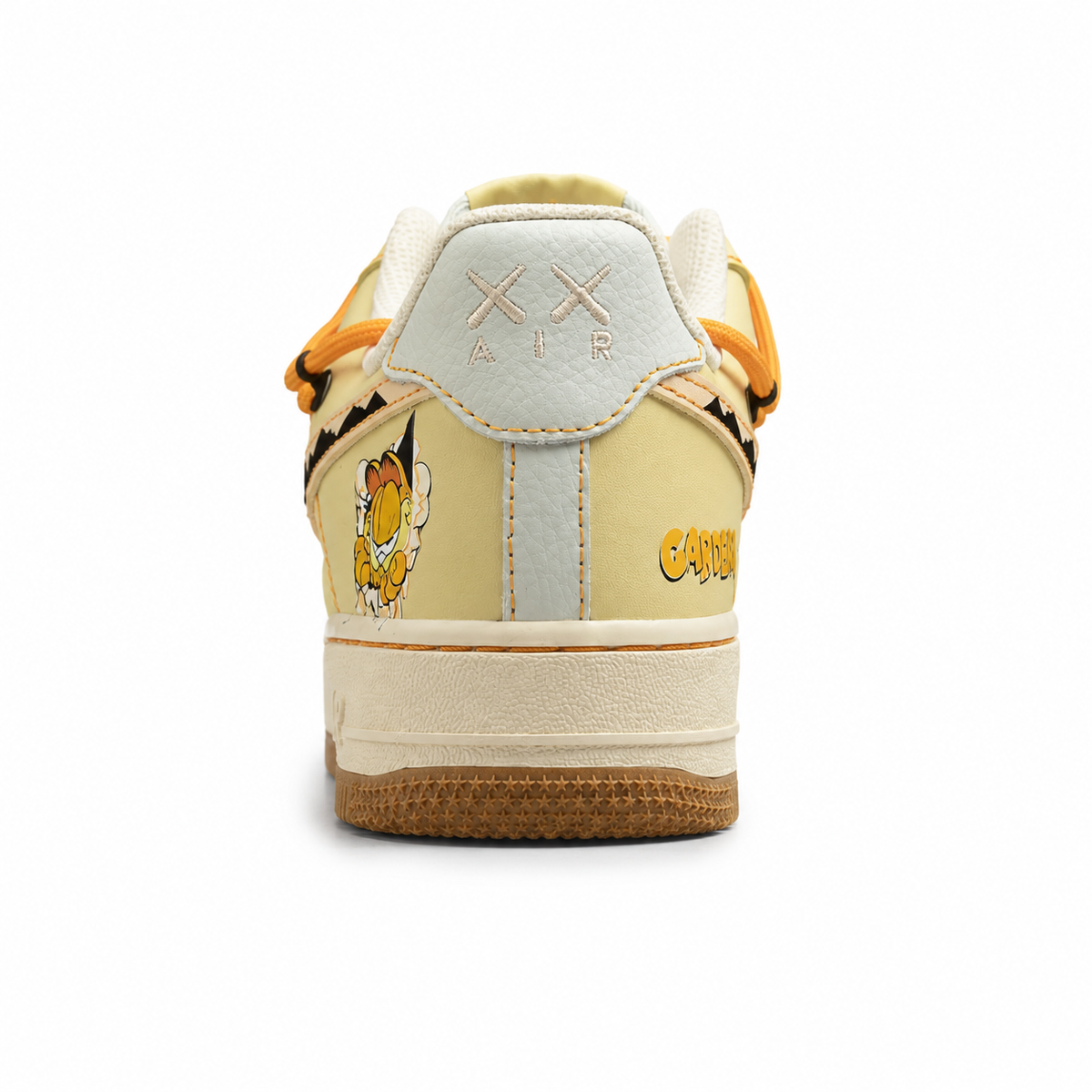 Nike Air Force 1 Low Garfield amarillo naranja talón detalle ilustración