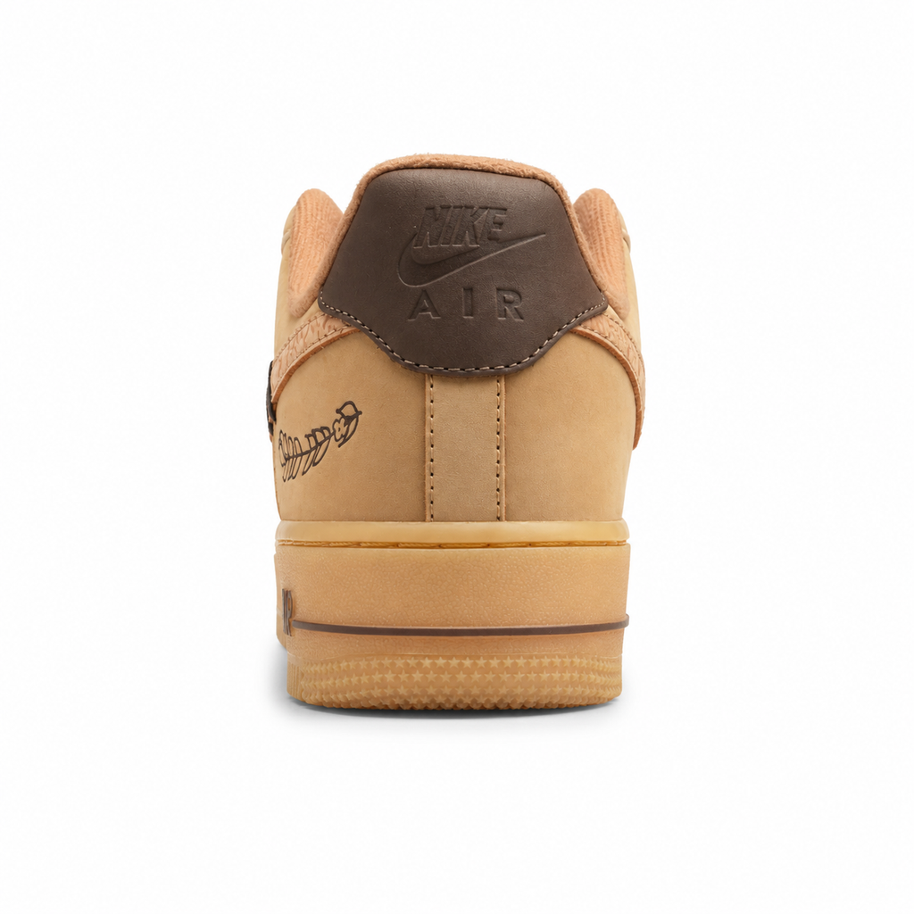 Nike Air Force 1 Low Handmade Caramel trigo marrón talón detalle Nike Air