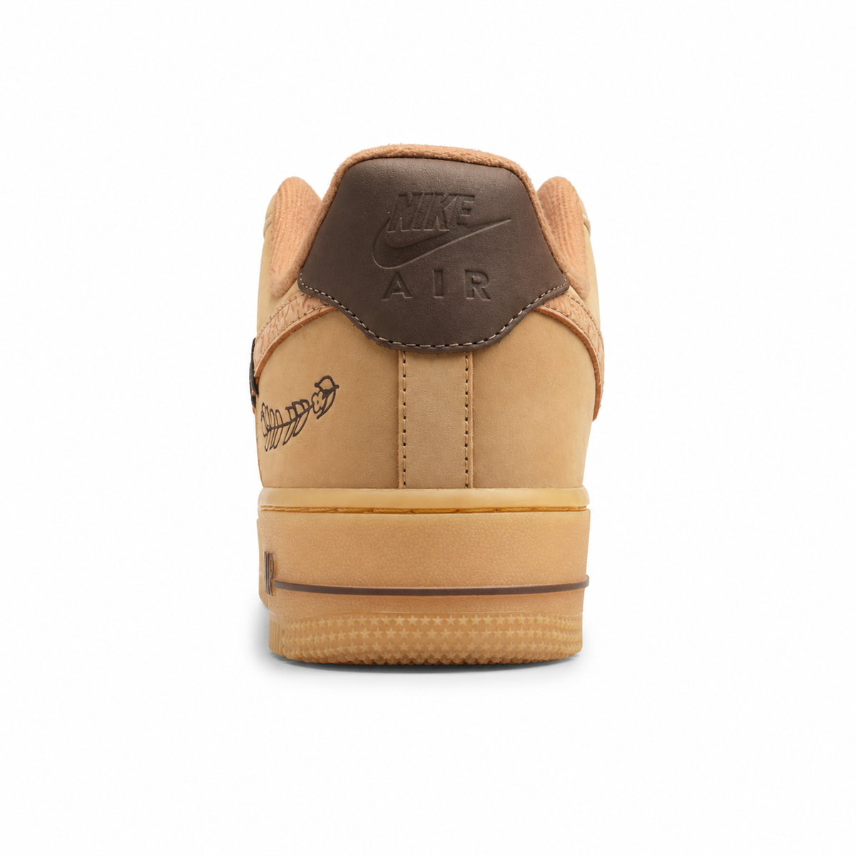 Nike Air Force 1 Low Handmade Caramel trigo marrón talón detalle Nike Air